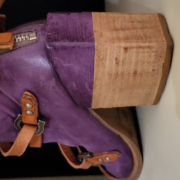 A.S.98 x Free People Open-toe Roman Block-heel Sandals / Sz 4.5 - 5 / Eggplant - Picture 11 of 17
